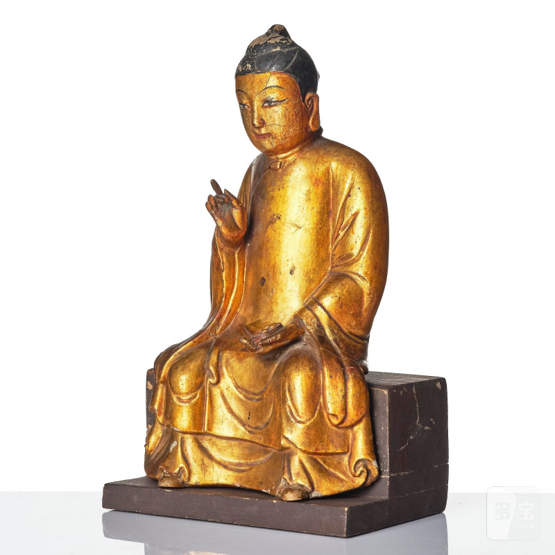 A gilt and polychrome lacquer figure of a divinity, - 图2